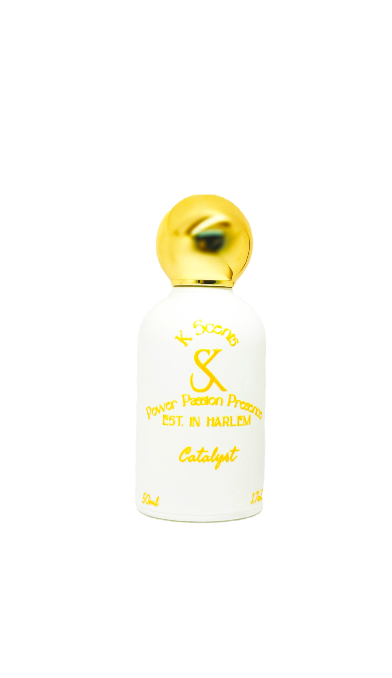 Koromas Aromas Catalyst fragrance bottle, a bold luxury scent inspired by Harlem’s creative spirit.