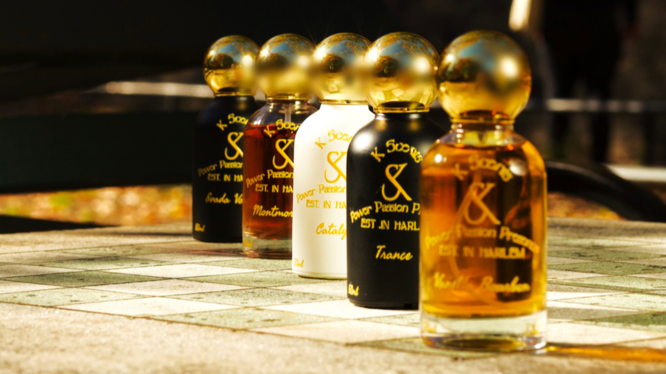 Koromas Aromas full luxury fragrance collection featuring all five signature scents inspired by Harlem culture.